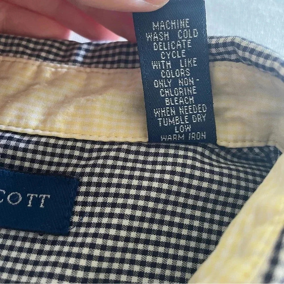 Karen Scott Button Up Short Sleeve Shirt Womens M Checker Lighthouse Sea Cottage - Picture 8 of 8